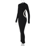 Women Dresses Fall Slim Fit round-Neck Long-Sleeved Dress