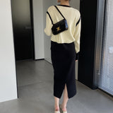 Women Knitted Skirt Split Skirt Autumn and Winter Sheath Dress