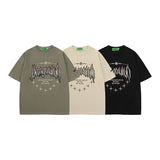 Men T Shirt Retro Alphabet Short Sleeve T-shirt