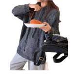 Women Knitted Pullover Spring and Autumn Loose Casual Hooded Sweater Knitwear