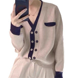 Women Knitwear Autumn Double Breasted Sweater Loose Knitted Cardigan