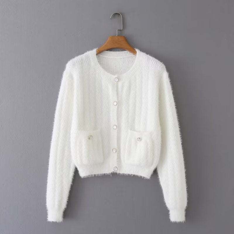 Women Sweater Knitwear Autumn Single-Breasted Short Knitted Cardigan Sweater