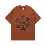 Men T Shirt Vintage Graffiti Distressed Short Sleeve T-shirt