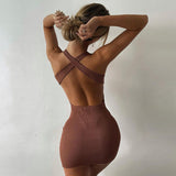 Women Dresses Summer Backless Sexy Slim Hip Dress (Bla0420)