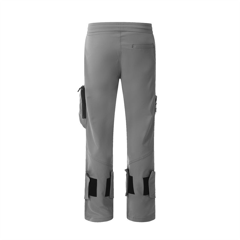 Men Sweatpants Windproof Tactical Pants Pocket Zipper Tooling Straight-Leg Trousers