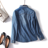 Women Jacket Autumn and Winter Loose Vintage Fleece-Lined Denim Shirt