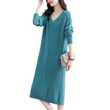 Women Knitwear Spring and Autumn V-neck Mid-Length Sweater Sweater