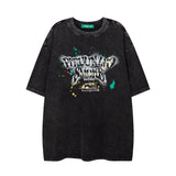 Men T Shirt Graffiti Printing Distressed Short Sleeve T-shirt