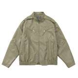 Unisex Jacket Autumn Stand Collar Leather Jacket