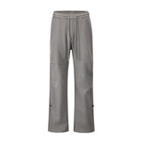 Men Sweatpants Casual Pants Drawstring Ruffle Solid Color Straight Long Pants