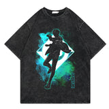 Washed retro T-shirt printed graphic casual cotton summer short sleeves