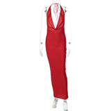 Women Dresses Summer Sexy V-neck Backless Slim Fit Sleeveless Dress