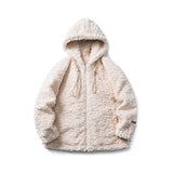 Unisex Winter Cotton Coat Plush Hooded Cotton-Padded Neutral Embroidered Letter Cotton-Padded Jacket