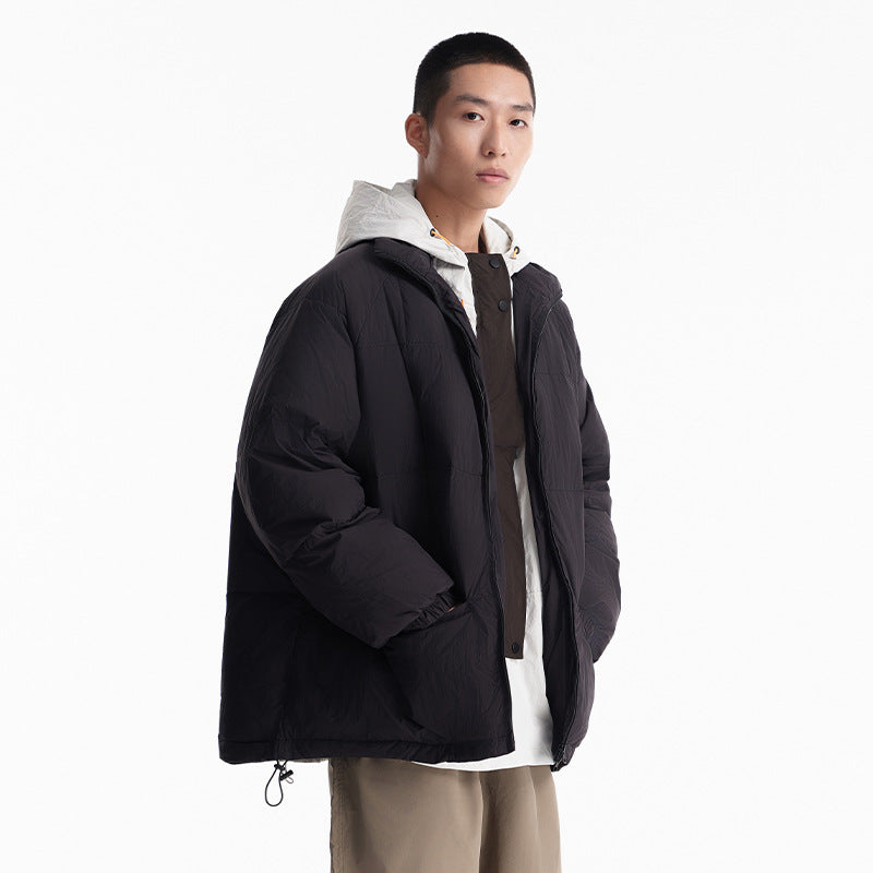 Unisex Winter Cotton Coat Stand Collar down Jacket Japanese-Style Retro Pockets down Jacket