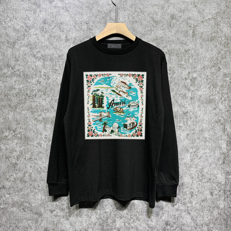 Amiri Long Sleeve Shirt Fashion Brand Long Sleeve Long-Sleeved T-shirt Blouse