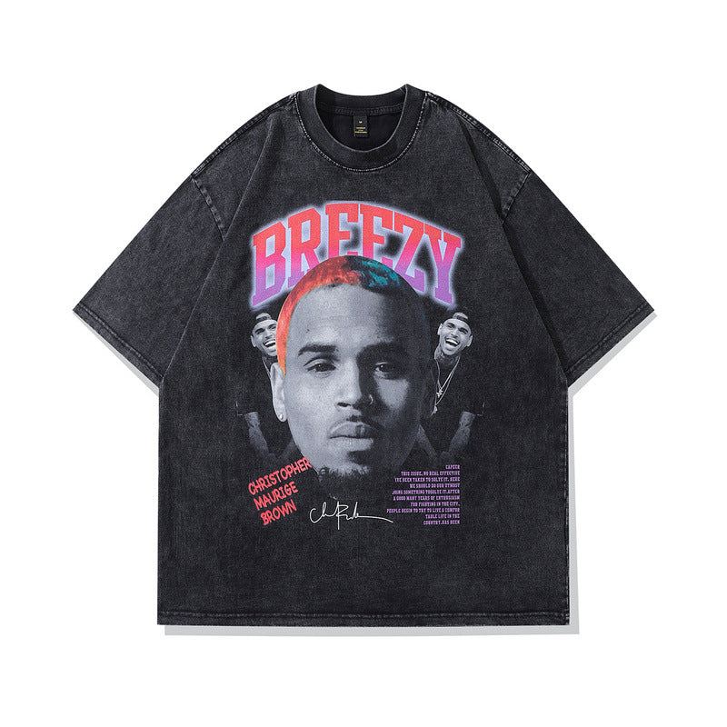 Men T Shirt Summer Hip Hop Vintage Short Sleeve T-shirt