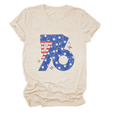 Fashion T-shirt 1776 pattern print crew neck short sleeve summer