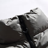 Unisex Winter Cotton Coat Stand-up Collar down Jacket Vintage Zipper Pocket down Jacket