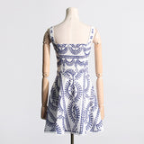 Women Dresses Summer Strap Lace Embroidery Hollow Dress (Qymy0409)