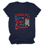 Crew neck women's short sleeves running on jced collee and freedomt t-shirt