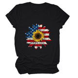 T-shirt pattern sunflower print round neck casual short sleeve