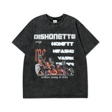 Men T Shirt Hip Hop Retro Wash Short Sleeve T-shirt