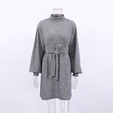 Women Dress Autumn and Winter Turtleneck Knitted Sweater Dress