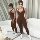 Women Jumpsuit Summer Slim-Fit Zipper Overalls