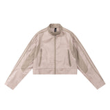 Women Jacket Short PU Leather Coat Racing Suit