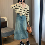 Women Knitwear Autumn Striped Sweater Loose Knitted Cardigan