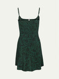Robe Bridgerton Mulberry Silk Printed Short Sling Dress
