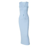 Women Co-Ord Set Cropped Cardigan Sheath Dress Two-Piece Set