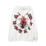 Men Hoodie Letter Graffiti Washed Casual Hooded Sweater