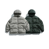 Unisex Winter Cotton Coat Plaid Decorative Hooded Cotton-Padded Coat Retro Detachable Hat Cotton-Padded Coat