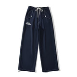 Women Sweatpants Straight-Leg Pants Multi-Pocket Lace-up Casual Pants