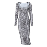 Women Dresse V-neck Long Sleeve Sexy Slim Fit Long Dress Hip Skirt