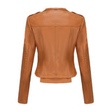 Red Leather Jacket Spring and Autumn Leather Women's Rivet Coat Zipper Leather Jacket