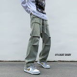 Men Jeans Cargo Jeans Spring and Autumn Zipper Wide Leg Trousers