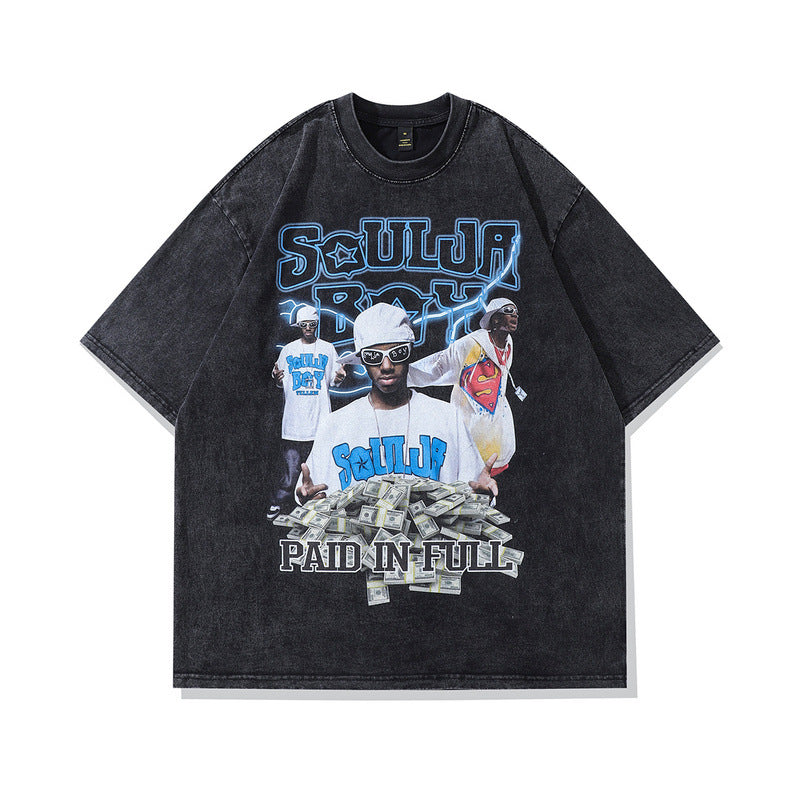 Men T Shirt Hip Hop Vintage Short Sleeve T-shirt