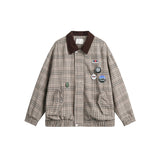 Unisex Jacket Plaid Coat Men's and Women's Spring and Autumn Jacket Top