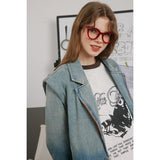 Unisex Jacket Washed Gradient Denim Jacket Men's and Women's Lapel Denim Coat