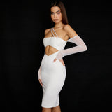 Women Dresses Bandage Dress Sexy Oblique Shoulder Backless Banquet Party Skirt (Ont0408)