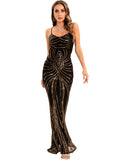 Women's Evening Gown Evening Dress Sexy Strap Vintage Sequins Dress