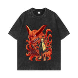 Retro washed old cotton t-shirt men's ONE PIECE loose short sleeves
