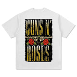 Mens Vintage Rock Band T-Shirt Guns & Roses Vintage Washed Short Sleeve T-Shirt Crew Neck Print