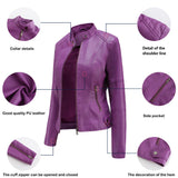 Red Leather Jacket Spring and Autumn Coat Women's Motorcycle Clothing Stand Collar Leather Jacket