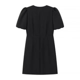 Women Dresses Summer round Neck Love Short Sleeve Dress Hollow Short Skirt (Xds0414)