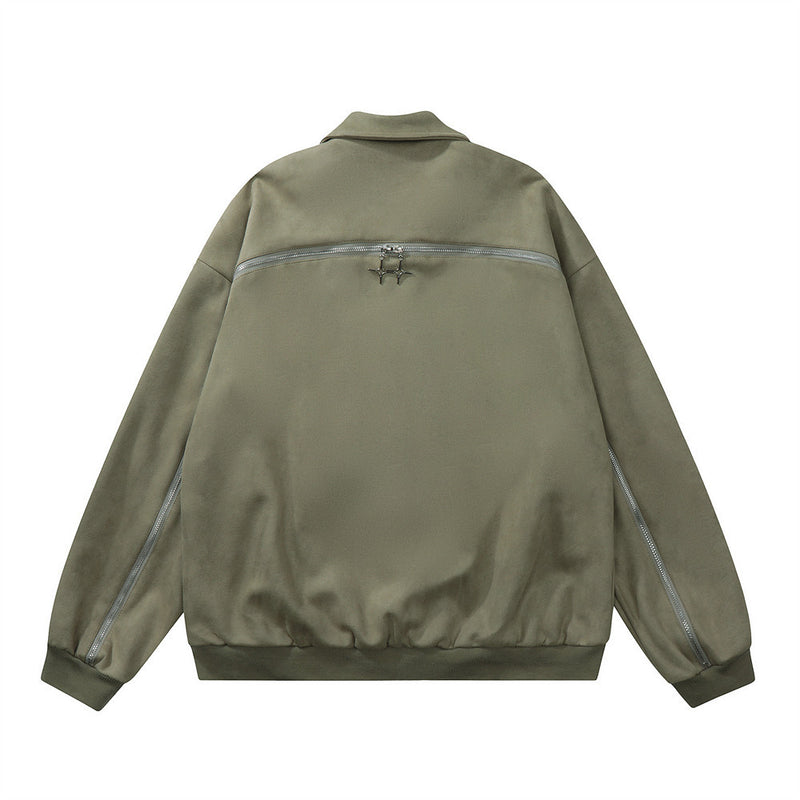 Men Jacket Coat Spring, Autumn and Winter Embroidery Bomber Jacket Coat Men's Loose Zip Pocket Baseball Uniform