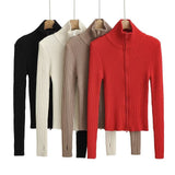 Women Sweater Knitwear Turtleneck Sweater Threaded Cotton High Elastic Slim Fit Finger Fit Design Long Sleeve Sweater Spring