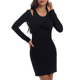 Women Dress Fall/Winter Slim Sheath Sexy off-the-Shoulder Dress